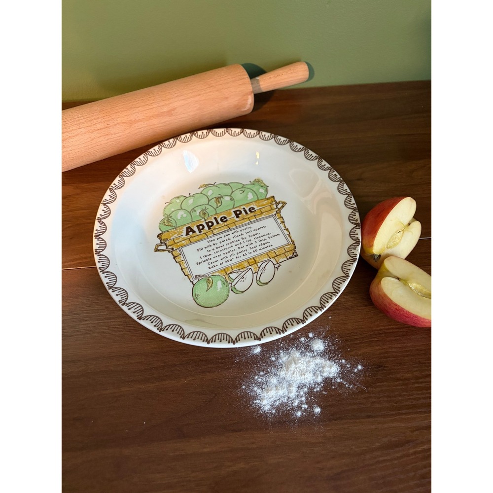 Vintage Apple Pie Recipe Ceramic Pie Dish